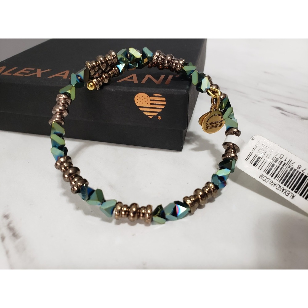 NEW STUNNING Alex and Ani Glimmer Wrap Metallic Hazel Beaded Bangle braclet